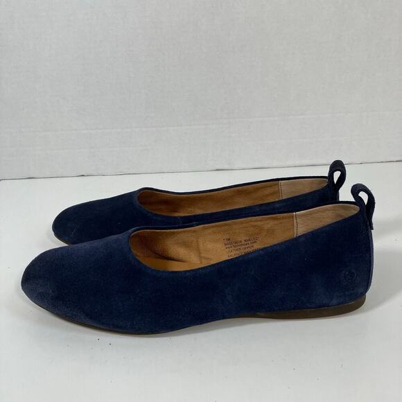 Born Shoes - Born Beca Sz 7.5 Suede Slip-On Ballet Flats Blue Comfy Padded Insole